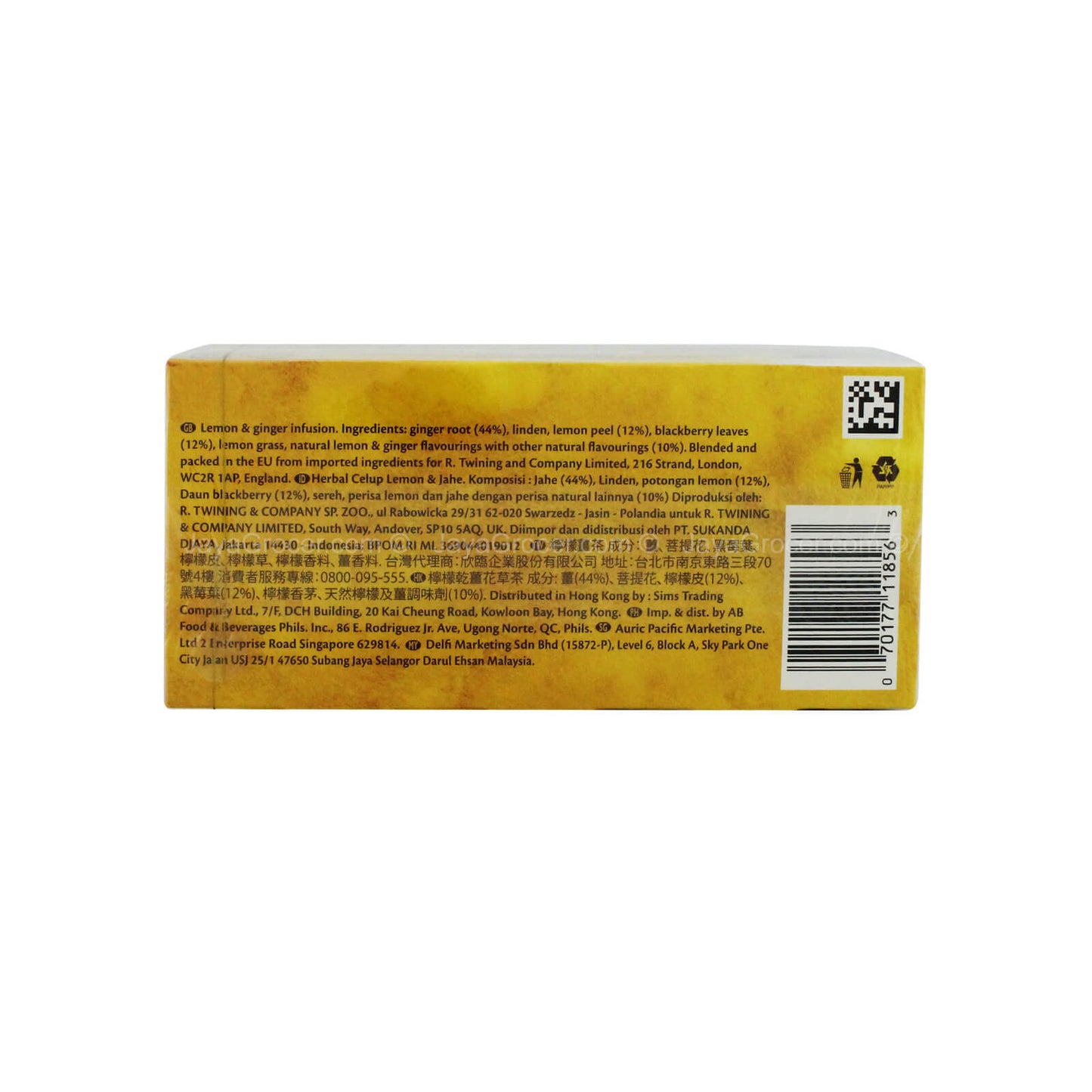 TWININGS LEMON & GINGER (25S) 1.5G *1